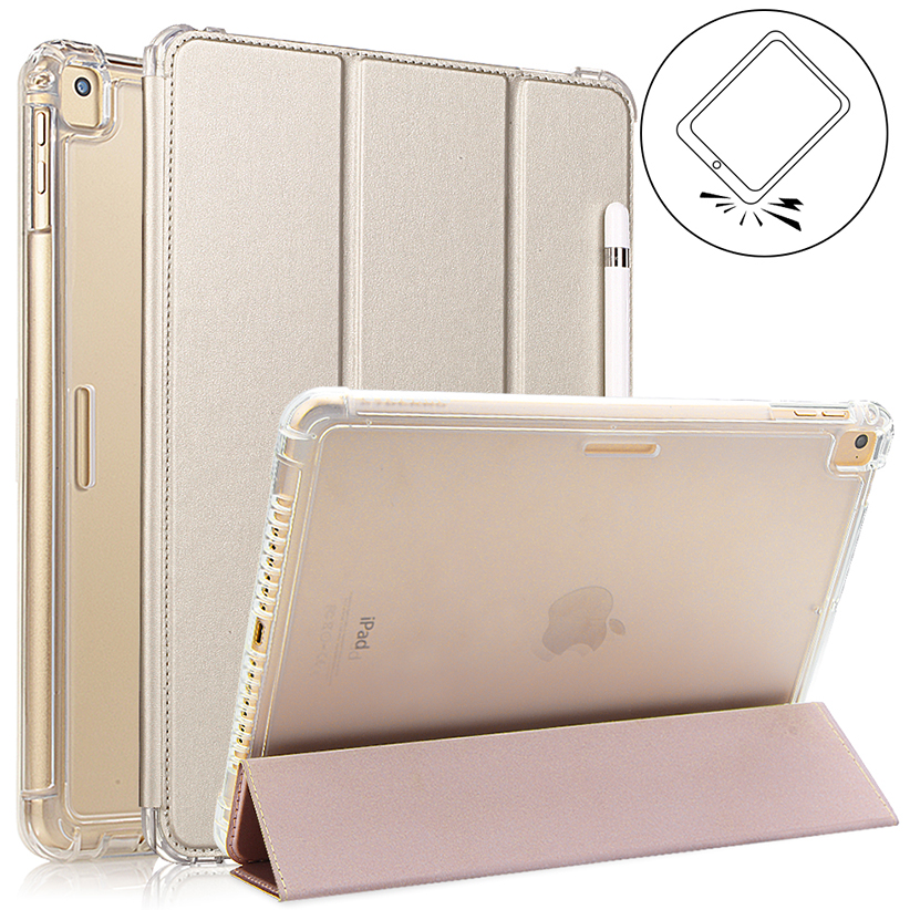 Smart Slim Stand Translucent Frosted Back Cover with Pencil Holder for Apple iPad Pro 9.7 Inch (A1673 A1674 A1675) with Auto Wake/Sleep